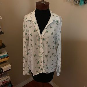 White cactus button-down